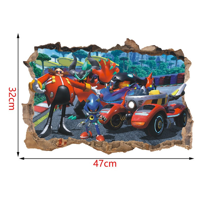 28062437 Sonic children's room wall beautification decoration stickers PVC self-adhesive cartoon graffiti posters wall stickers - jurk.store