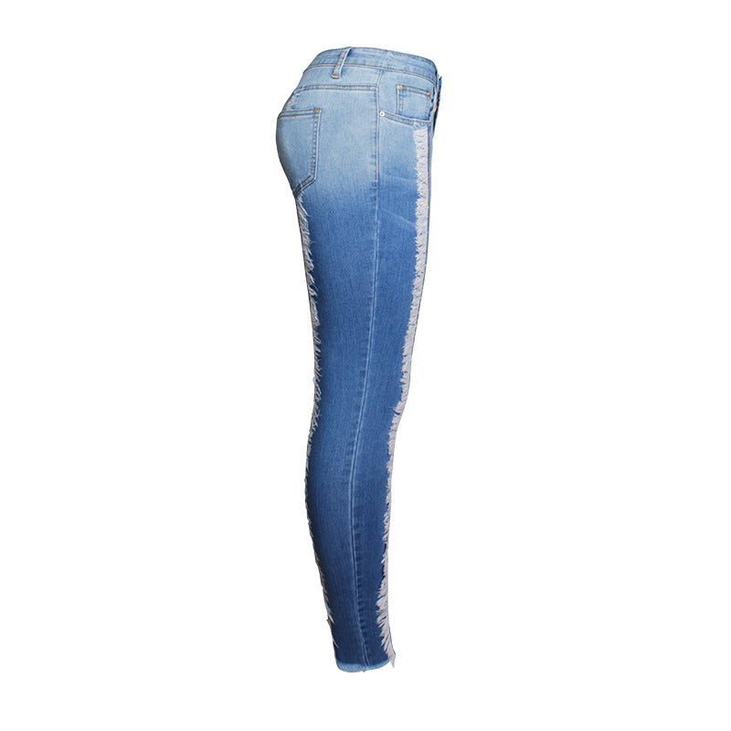 15072418 Spring New Fashion Fringe Slim Jeans Slim Hip Leggings Jeans for Women - jurk.store