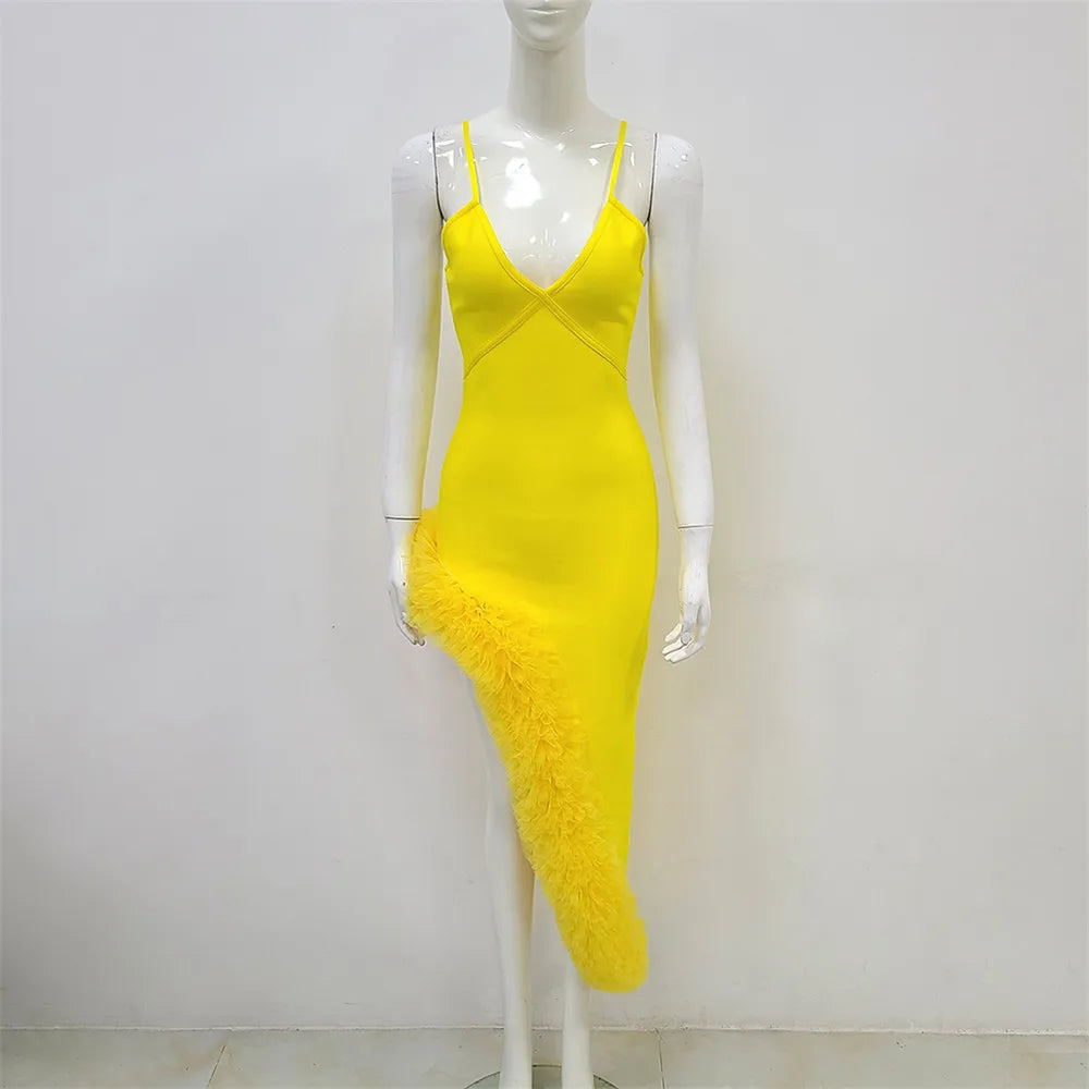 12072480 Women Spaghetti Strap Bandage Dress 2023 New Sexy Pacthwork Clothes Club Party Celebrity Elegant Dresses - jurk.store