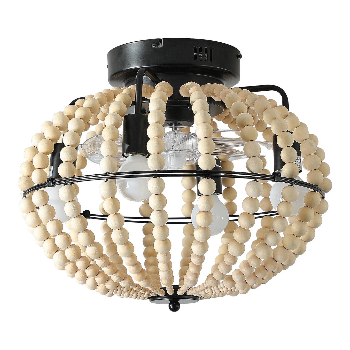 27062451 Fan lamp Wood Beaded Chandelier Oak White - jurk.store