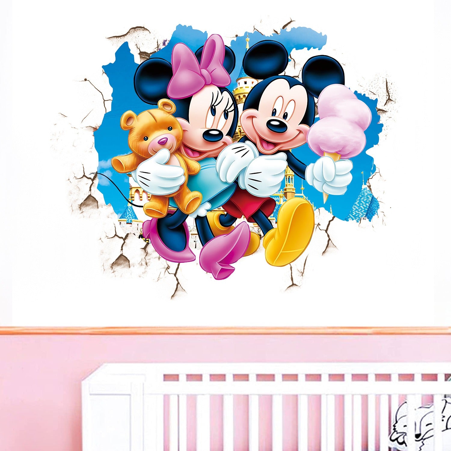 27062424 cartoon wall stickers for children's bedroom creative decoration Minnie Mickey PVC stickers self-adhesive glass door stickers - jurk.store