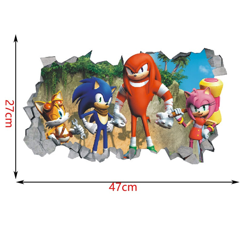 28062437 Sonic children's room wall beautification decoration stickers PVC self-adhesive cartoon graffiti posters wall stickers - jurk.store