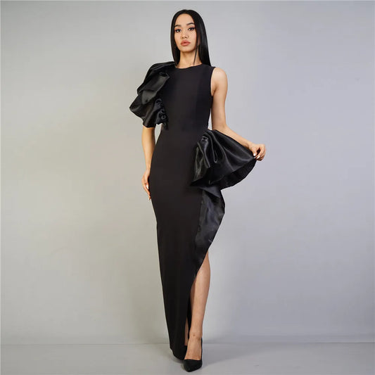 12072472 Ruffle Edge Elastic Slim Fit Bandage Dress Evening Dress - jurk.store