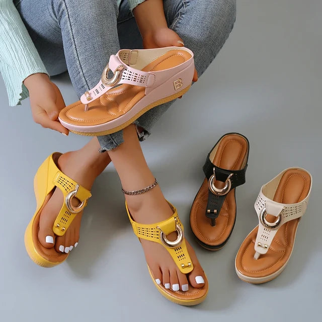 AE072437 Summer Women's Sandals Rome Wedges Slippers Causal Platform Beach Shoes Plus Flip Flops Comfortable Ladies Slides - jurk.store