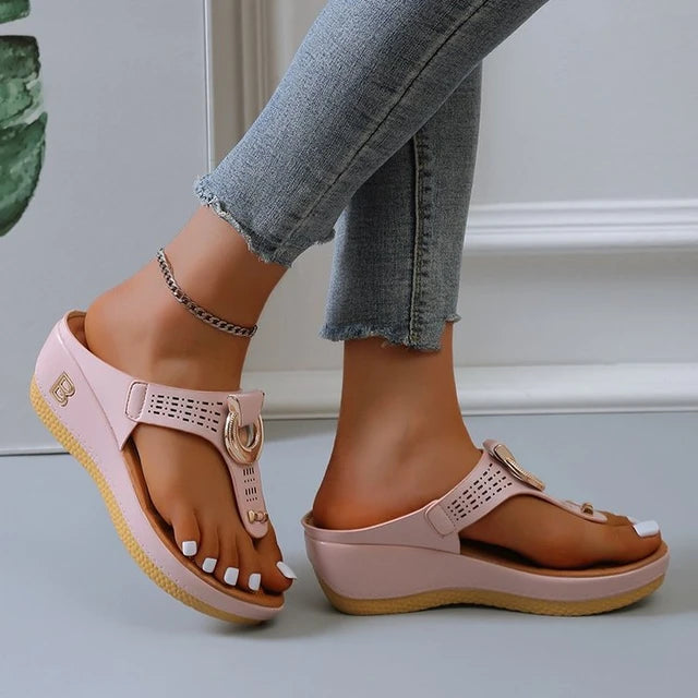 AE072437 Summer Women's Sandals Rome Wedges Slippers Causal Platform Beach Shoes Plus Flip Flops Comfortable Ladies Slides - jurk.store