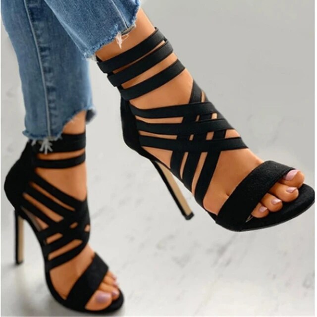 AE072414 New Summer Women's Shoes Sexy Open Toe Gladiator Shoes Ladies High Heels Dress Party Wedding High Heel Sandals Zapatilla - jurk.store