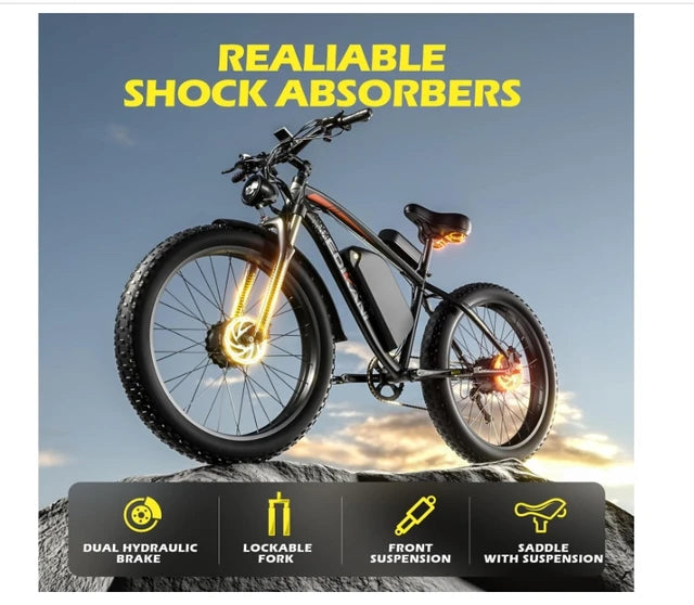 AE072443 New 2000W ED-SN01 PRO Electric Bike Dual Motor 26 inch Fat Tire Bike 48V 23Ah Mountain Ebike Removabel Battery Electric Bicycle